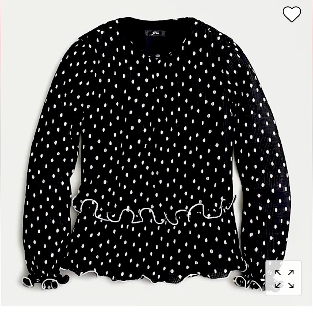 📣Moving Sale!! NEW J Crew Ruffle-trim pleated peplum top in polka dot - Small